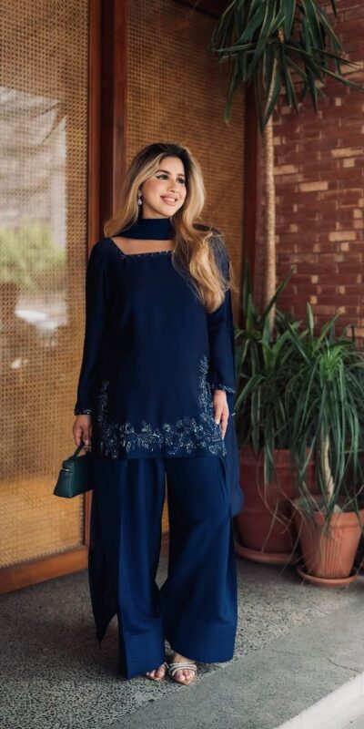Navy Blue Natural Crep Silk Sequence Work Salwar Suit | Jump Suits, Salwar suit, Casual Suits, Creative suits, Designer Suits, Palazzo Suits, Party Wear Suits, Patiala Suits, Straight Suits