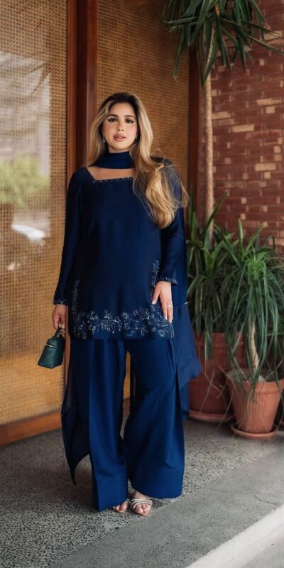 Navy Blue Natural Crep Silk Sequence Work Salwar Suit | Jump Suits, Salwar suit, Casual Suits, Creative suits, Designer Suits, Palazzo Suits, Party Wear Suits, Patiala Suits, Straight Suits