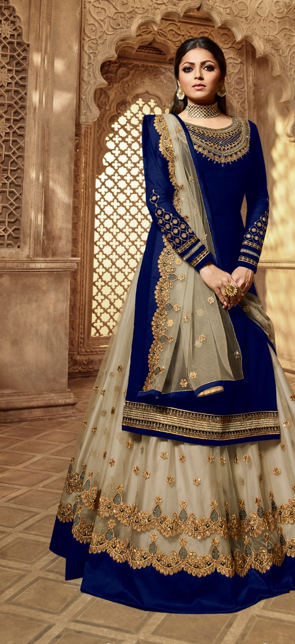 Navy Blue Satin Georgette Stone Work Salwar Suit | Jump Suits, Salwar suit, Casual Suits, Creative suits, Designer Suits, Palazzo Suits, Party Wear Suits, Patiala Suits, Straight Suits