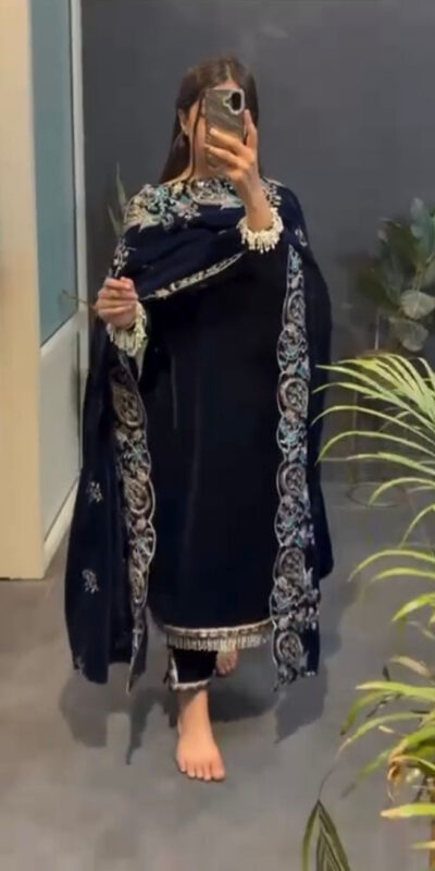 Navy Blue Viscose Velvet Lace Work Salwar Suit | Jump Suits, Tops & Bottoms, Track Suits, Salwar suit, Casual Suits, Creative suits, Designer Suits, Palazzo Suits, Party Wear Suits, Patiala Suits, Straight Suits, Trendy Wear
