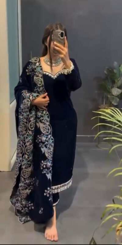Navy Blue Viscose Velvet Lace Work Salwar Suit | Jump Suits, Tops & Bottoms, Track Suits, Salwar suit, Casual Suits, Creative suits, Designer Suits, Palazzo Suits, Party Wear Suits, Patiala Suits, Straight Suits, Trendy Wear