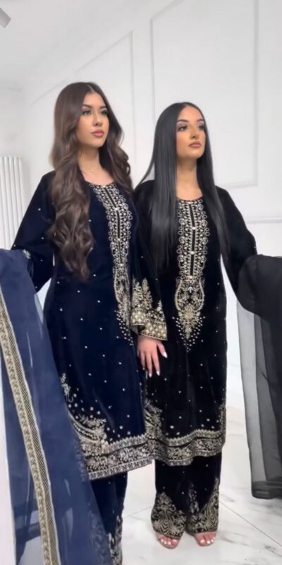 Navy Blue Viscose Velvet Sequence Lace Work Salwar Suit | Jump Suits, Salwar suit, Casual Suits, Creative suits, Designer Suits, Palazzo Suits, Party Wear Suits, Patiala Suits, Straight Suits