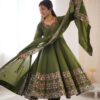 Nice Mehendi Roman Silk Embroidery Work Gown | Gowns, Bollywood Gowns, Creative Gowns, Designer Gowns, Embroidered Gowns, Party Wear Gowns