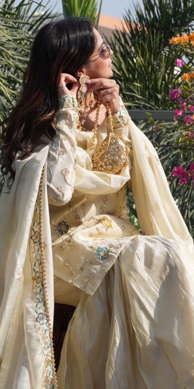 Off White Chinnon Embroidery Work Salwar Suit | Jump Suits, Salwar suit, Casual Suits, Creative suits, Designer Suits, Palazzo Suits, Party Wear Suits, Patiala Suits, Straight Suits