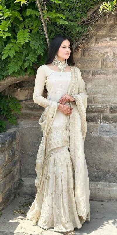 Off White Chinnon Silk With Embroider Salwar Suit | Jump Suits, Tops & Bottoms, Track Suits, Salwar suit, Casual Suits, Creative suits, Designer Suits, Palazzo Suits, Party Wear Suits, Patiala Suits, Straight Suits, Trendy Wear
