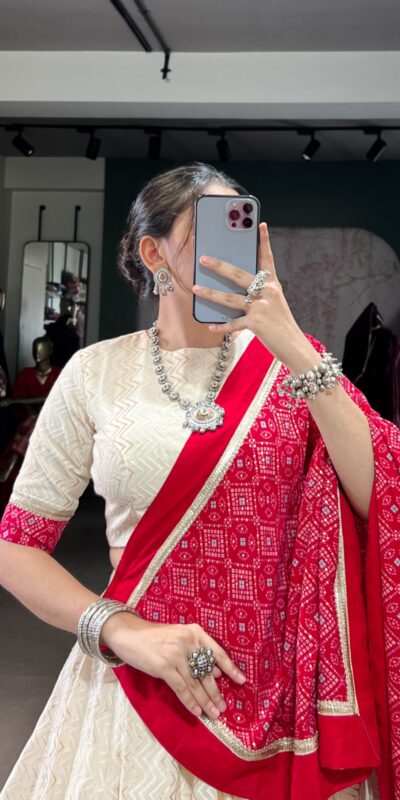 Off White Cotton With Sequins Work Lehenga Choli | Lehenga, Bollywood Lehenga, Creative Lehenga, Designer Lehenga, Embroidered Lehenga, Party Wear Lehenga