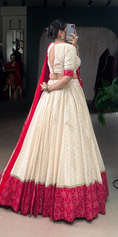 Off White Cotton With Sequins Work Lehenga Choli | Lehenga, Bollywood Lehenga, Creative Lehenga, Designer Lehenga, Embroidered Lehenga, Party Wear Lehenga