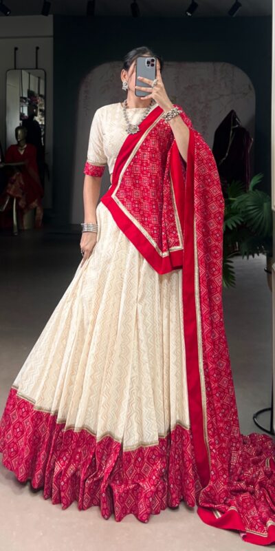 Off White Cotton With Sequins Work Lehenga Choli | Lehenga, Bollywood Lehenga, Creative Lehenga, Designer Lehenga, Embroidered Lehenga, Party Wear Lehenga