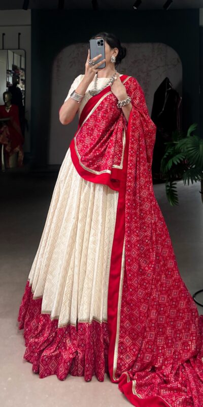 Off White Cotton With Sequins Work Lehenga Choli | Lehenga, Bollywood Lehenga, Creative Lehenga, Designer Lehenga, Embroidered Lehenga, Party Wear Lehenga