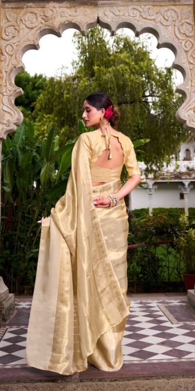 Off White Gold Tissue Zari Saree | Sarees, Bollywood Sarees, Creative Sarees, Designer Sarees, Embroidered Sarees, Ethnic Saree, Modern Digital sarees, Party Wear Sarees