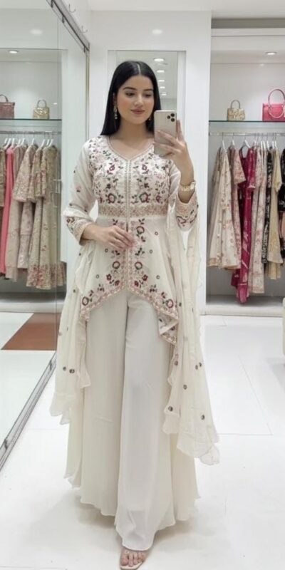Off White Rangoli Silk Embroidery Work Salwar Suit | Jump Suits, Salwar suit, Casual Suits, Creative suits, Designer Suits, Palazzo Suits, Party Wear Suits, Patiala Suits, Straight Suits