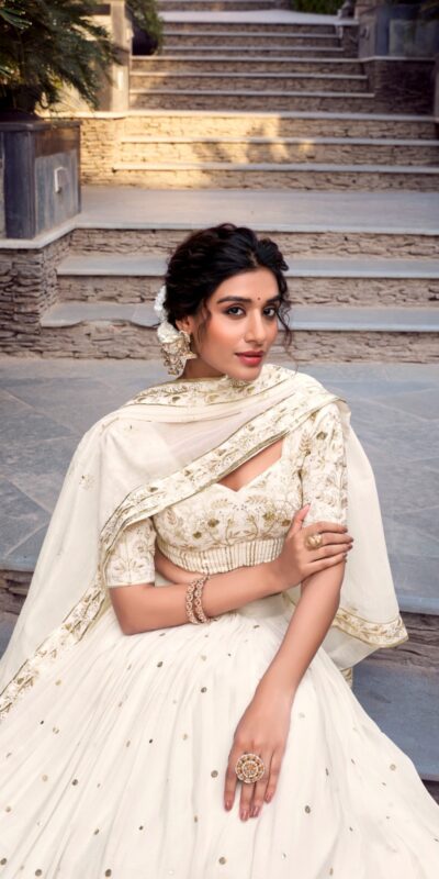 Off White Silver Glosy Sequins Lehenga Choli | Lehenga, Bollywood Lehenga, Creative Lehenga, Designer Lehenga, Embroidered Lehenga, Party Wear Lehenga