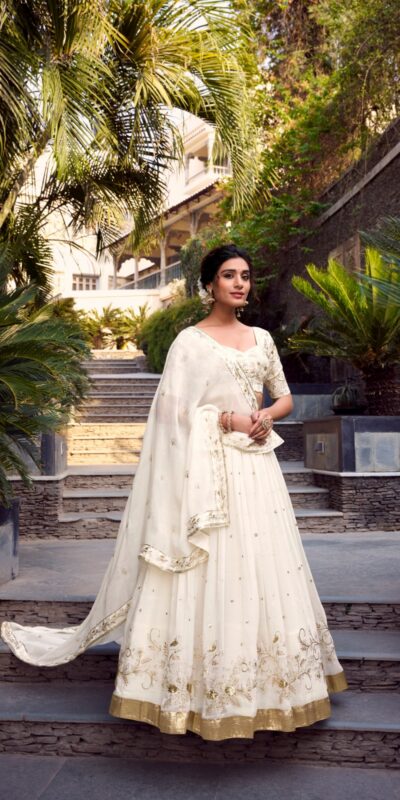 Off White Silver Glosy Sequins Lehenga Choli | Lehenga, Bollywood Lehenga, Creative Lehenga, Designer Lehenga, Embroidered Lehenga, Party Wear Lehenga
