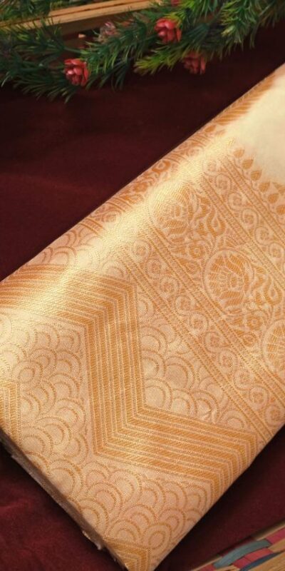 Off White Soft Lichi Silk Jacquard Saree | Sarees, Bollywood Sarees, Creative Sarees, Designer Sarees, Embroidered Sarees, Ethnic Saree, Modern Digital sarees, Party Wear Sarees