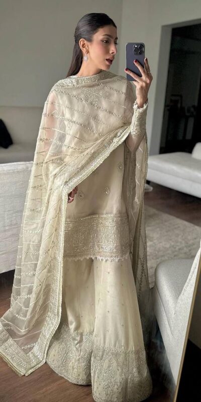 Off White Tabby Organza Embroidery Work Salwar Suit | Jump Suits, Salwar suit, Casual Suits, Creative suits, Designer Suits, Palazzo Suits, Party Wear Suits, Patiala Suits, Straight Suits