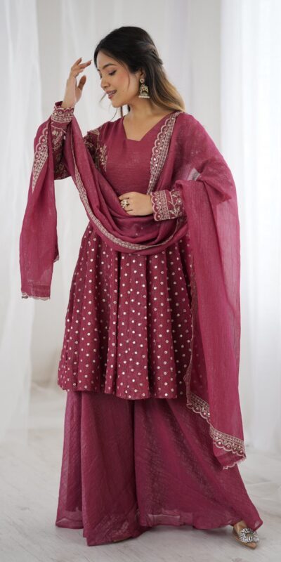 Onion Crunchy Silk Embroidery Work Salwar Suit | Jump Suits, Salwar suit, Casual Suits, Creative suits, Designer Suits, Palazzo Suits, Party Wear Suits, Patiala Suits, Straight Suits