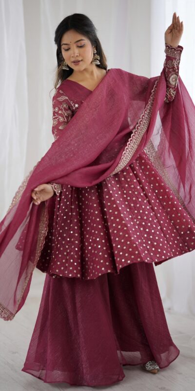Onion Crunchy Silk Embroidery Work Salwar Suit | Jump Suits, Salwar suit, Casual Suits, Creative suits, Designer Suits, Palazzo Suits, Party Wear Suits, Patiala Suits, Straight Suits