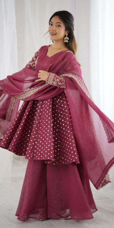 Onion Crunchy Silk Embroidery Work Salwar Suit | Jump Suits, Salwar suit, Casual Suits, Creative suits, Designer Suits, Palazzo Suits, Party Wear Suits, Patiala Suits, Straight Suits