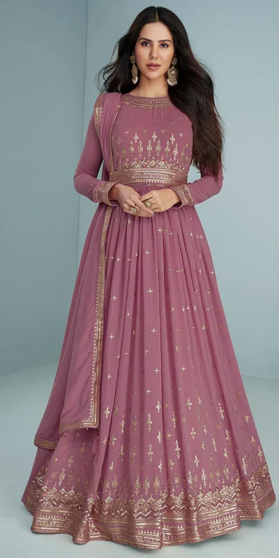 Onion Georgette Embroidery Work Salwar Suit | Jump Suits, Salwar suit, Casual Suits, Creative suits, Designer Suits, Palazzo Suits, Party Wear Suits, Patiala Suits, Straight Suits