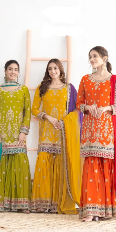 Orange Chinon Embroidery Mirror Work Salwar Suit | Jump Suits, Salwar suit, Casual Suits, Creative suits, Designer Suits, Palazzo Suits, Party Wear Suits, Patiala Suits, Straight Suits
