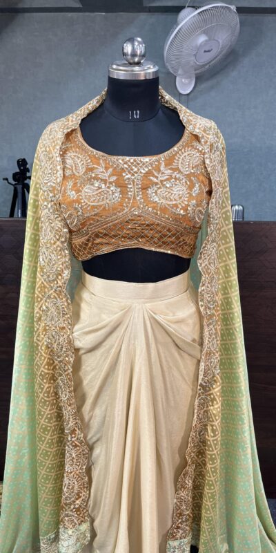 Orange Chinon Silk Embroidery Sequins Work Dhoti Suit | Jump Suits, Salwar suit, Casual Suits, Creative suits, Designer Suits, Palazzo Suits, Party Wear Suits, Patiala Suits, Straight Suits