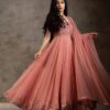 Orange Embroider Sequins Work Gown | Gowns, Bollywood Gowns, Creative Gowns, Designer Gowns, Embroidered Gowns, Party Wear Gowns, Straight Suits