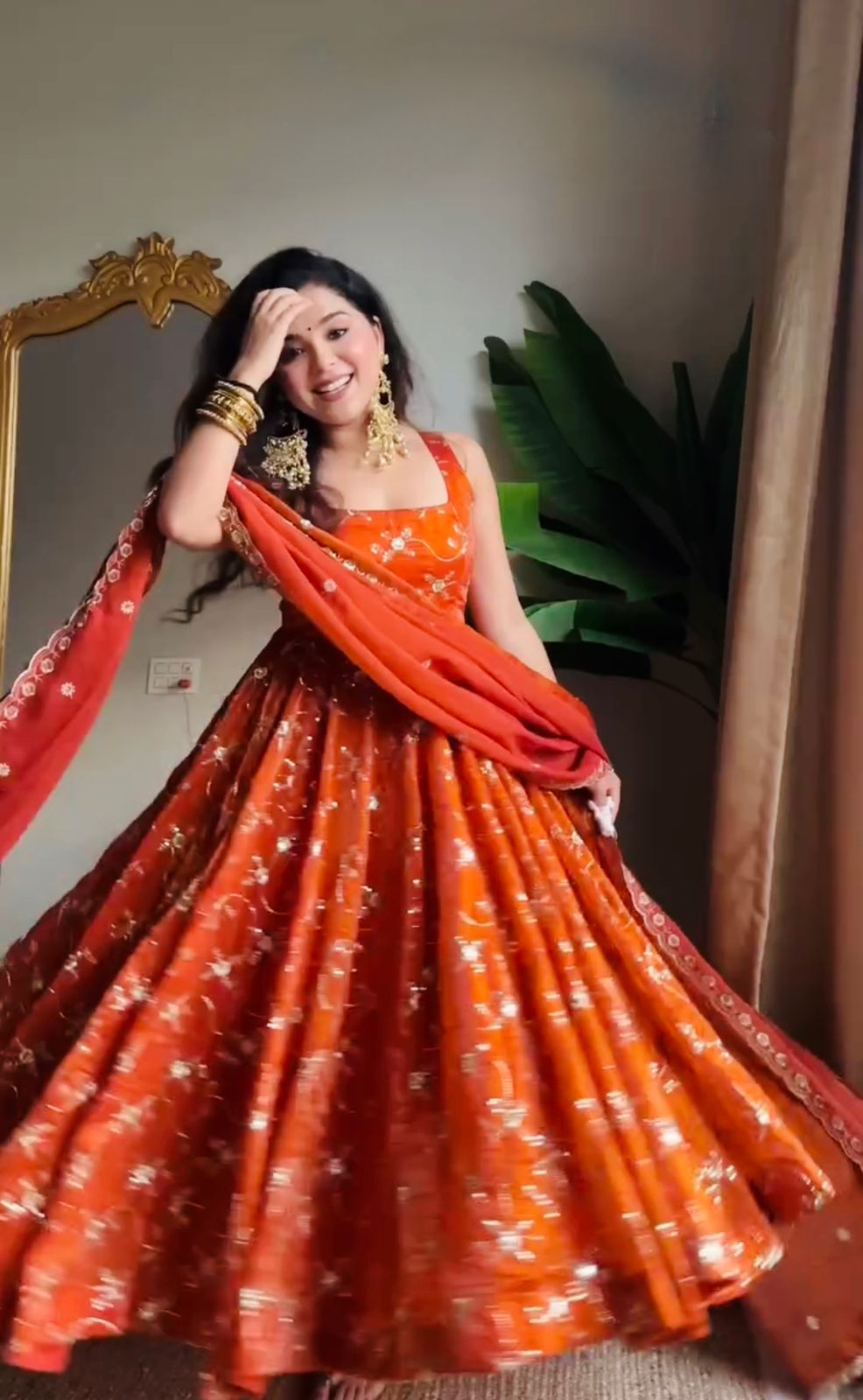 Orange Fandy Silk Sequence Work Salwar Suit | Jump Suits, Salwar suit, Casual Suits, Creative suits, Designer Suits, Palazzo Suits, Party Wear Suits, Patiala Suits, Straight Suits
