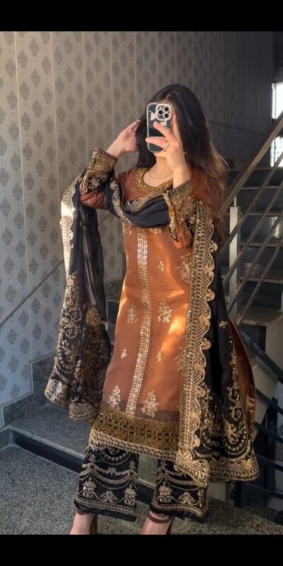 Orange Nylon Twil Net Embroidery Work Salwar Suit | Jump Suits, Salwar suit, Casual Suits, Creative suits, Designer Suits, Palazzo Suits, Party Wear Suits, Patiala Suits, Straight Suits