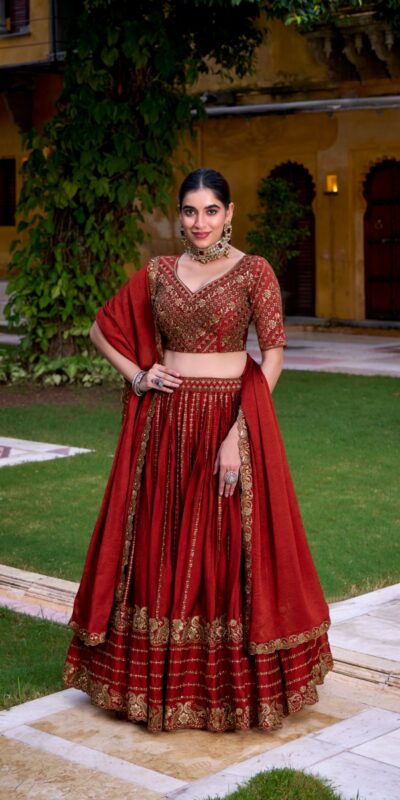 Orange Rangoli Crush With Embroider Lehenga Choli | Lehenga, Bollywood Lehenga, Creative Lehenga, Designer Lehenga, Embroidered Lehenga, Party Wear Lehenga