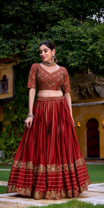 Orange Rangoli Crush With Embroider Lehenga Choli | Lehenga, Bollywood Lehenga, Creative Lehenga, Designer Lehenga, Embroidered Lehenga, Party Wear Lehenga