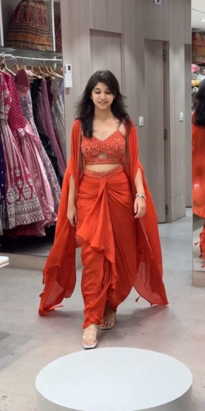 Orange Satin Silk Thread With Sequence Dhoti Suit | Jump Suits, Salwar suit, Casual Suits, Creative suits, Designer Suits, Palazzo Suits, Party Wear Suits, Patiala Suits, Straight Suits