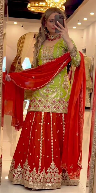 Parrot Green Chinnon Silk Embroidery Work Salwar Suit | Jump Suits, Salwar suit, Casual Suits, Creative suits, Designer Suits, Palazzo Suits, Party Wear Suits, Patiala Suits, Straight Suits