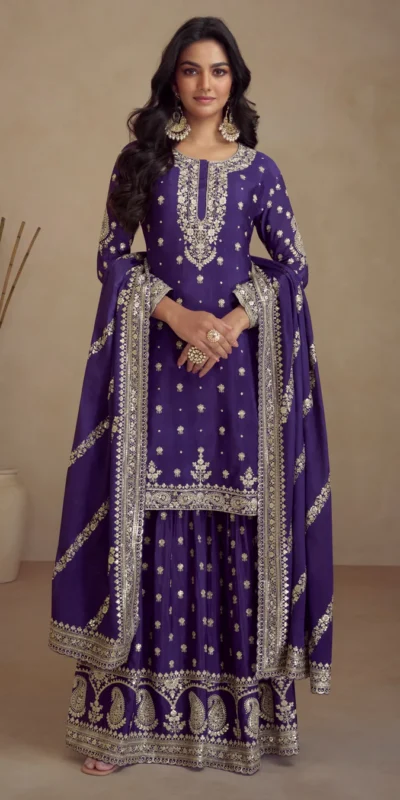 Peaceful Purple Chinon Silk Embroider Work Salwar Suit | Jump Suits, Salwar suit, Casual Suits, Creative suits, Designer Suits, Palazzo Suits, Party Wear Suits, Patiala Suits, Straight Suits