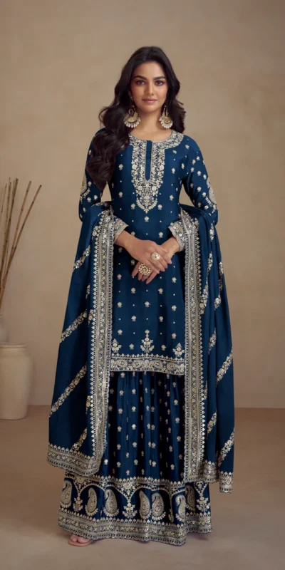 Peaceful Teal Chinon Silk Embroider Work Salwar Suit | Jump Suits, Salwar suit, Casual Suits, Creative suits, Designer Suits, Palazzo Suits, Party Wear Suits, Patiala Suits, Straight Suits