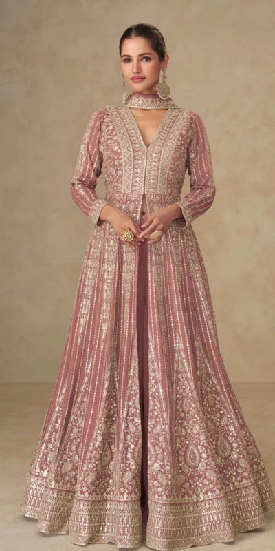 Peach Chinon Silk Embroider Work Salwar Suit | Jump Suits, Salwar suit, Casual Suits, Creative suits, Designer Suits, Palazzo Suits, Party Wear Suits, Patiala Suits, Straight Suits