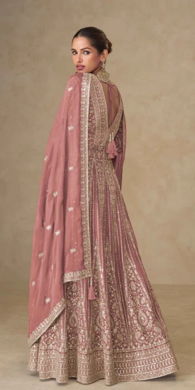 Peach Chinon Silk Embroider Work Salwar Suit | Jump Suits, Salwar suit, Casual Suits, Creative suits, Designer Suits, Palazzo Suits, Party Wear Suits, Patiala Suits, Straight Suits