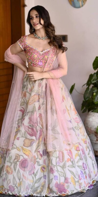 Peach Chinon Silk Embroidery Work Lehenga Choli | Lehenga, Bollywood Lehenga, Creative Lehenga, Designer Lehenga, Embroidered Lehenga, Party Wear Lehenga