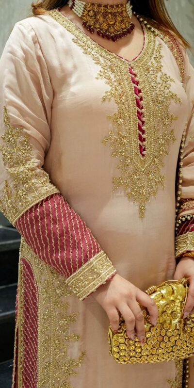 Peach Chinon Silk Embroidery Work Salwar Suit | Jump Suits, Tops & Bottoms, Track Suits, Salwar suit, Casual Suits, Creative suits, Designer Suits, Palazzo Suits, Party Wear Suits, Patiala Suits, Straight Suits, Trendy Wear