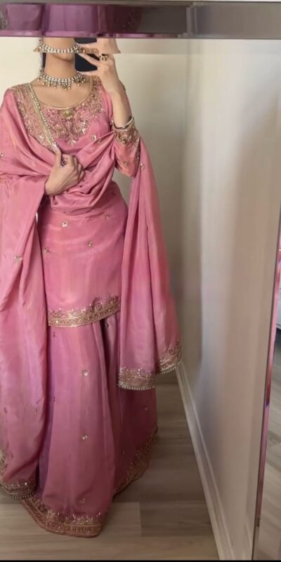 Peach Chinon Silk Sequence Work Salwar Suit | Jump Suits, Salwar suit, Casual Suits, Creative suits, Designer Suits, Palazzo Suits, Party Wear Suits, Patiala Suits, Straight Suits
