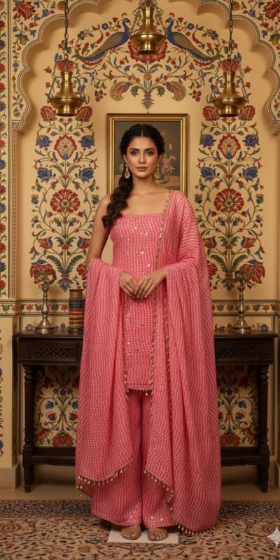 Peach Faux Georgette Sequins Mirror Work Salwar Suit | Jump Suits, Tops & Bottoms, Track Suits, Salwar suit, Casual Suits, Creative suits, Designer Suits, Palazzo Suits, Party Wear Suits, Patiala Suits, Straight Suits, Trendy Wear