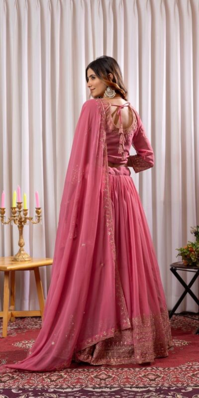 Peach fox Georgette Embroidery Work Lehenga Choli | Lehenga, Bollywood Lehenga, Creative Lehenga, Designer Lehenga, Embroidered Lehenga, Party Wear Lehenga
