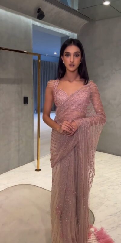 Peach Sequins Embroidered Saree | Sarees, Bollywood Sarees, Creative Sarees, Designer Sarees, Ethnic Saree, Modern Digital sarees