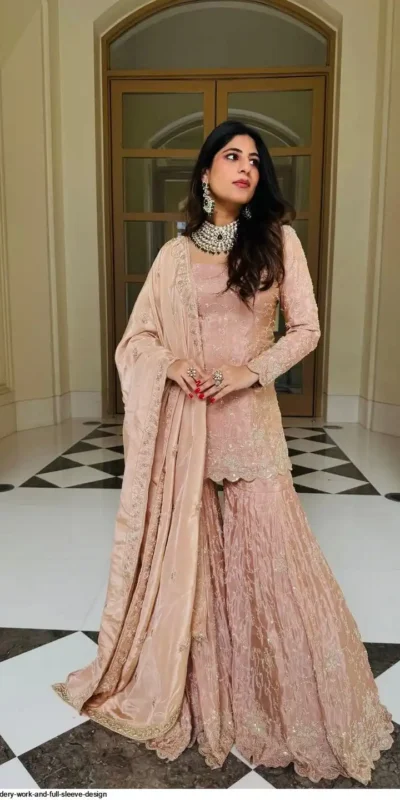 Peach Zimmy Silk Thread Sequence Work Salwar Suit | Jump Suits, Salwar suit, Casual Suits, Creative suits, Designer Suits, Palazzo Suits, Party Wear Suits, Patiala Suits, Straight Suits