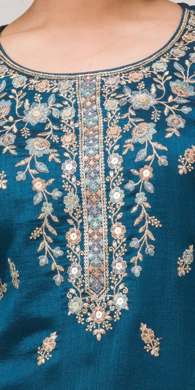 Peacock Blue Blooming Vichitra Embroidery Work Salwar Suit | Jump Suits, Tops & Bottoms, Track Suits, Salwar suit, Casual Suits, Creative suits, Designer Suits, Palazzo Suits, Party Wear Suits, Patiala Suits, Straight Suits, Trendy Wear