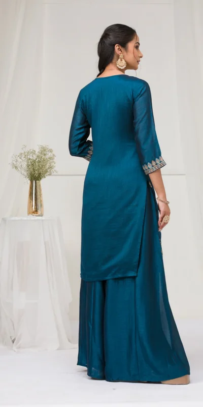 Peacock Blue Blooming Vichitra Embroidery Work Salwar Suit | Jump Suits, Tops & Bottoms, Track Suits, Salwar suit, Casual Suits, Creative suits, Designer Suits, Palazzo Suits, Party Wear Suits, Patiala Suits, Straight Suits, Trendy Wear