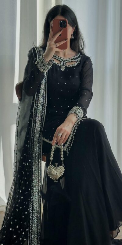 SRK 5353 Black Faux Georgette Salwar Suit Perfect for Wedding, Party, Family Gatherings, Sangeet, Housewarming – . Affordable Price ₹1949. Days | Jump Suits, Salwar suit, Casual Suits, Creative suits, Designer Suits, Palazzo Suits, Party Wear Suits, Patiala Suits, Straight Suits