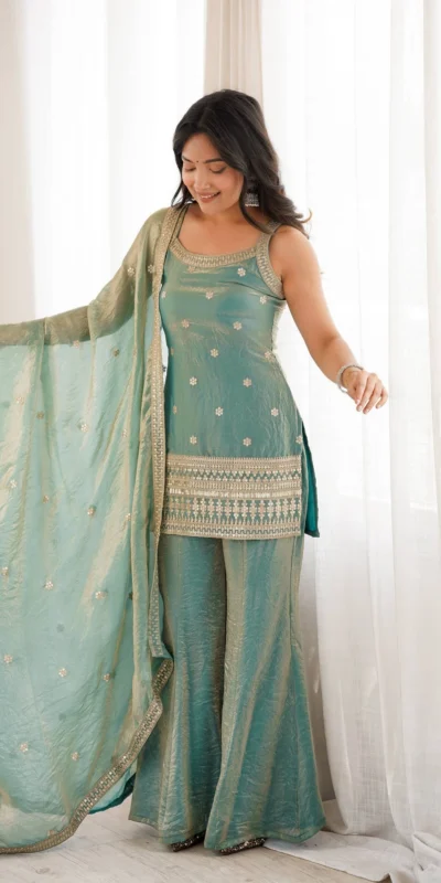 KB 302 Sea Green Fendy Silk Salwar Suit with Mirror Work & Embroidery Work. Best Price ₹2049. Delivery 4-6 Working Days. Shop now. | Jump Suits, Salwar suit, Casual Suits, Creative suits, Designer Suits, Palazzo Suits, Party Wear Suits, Patiala Suits, Straight Suits