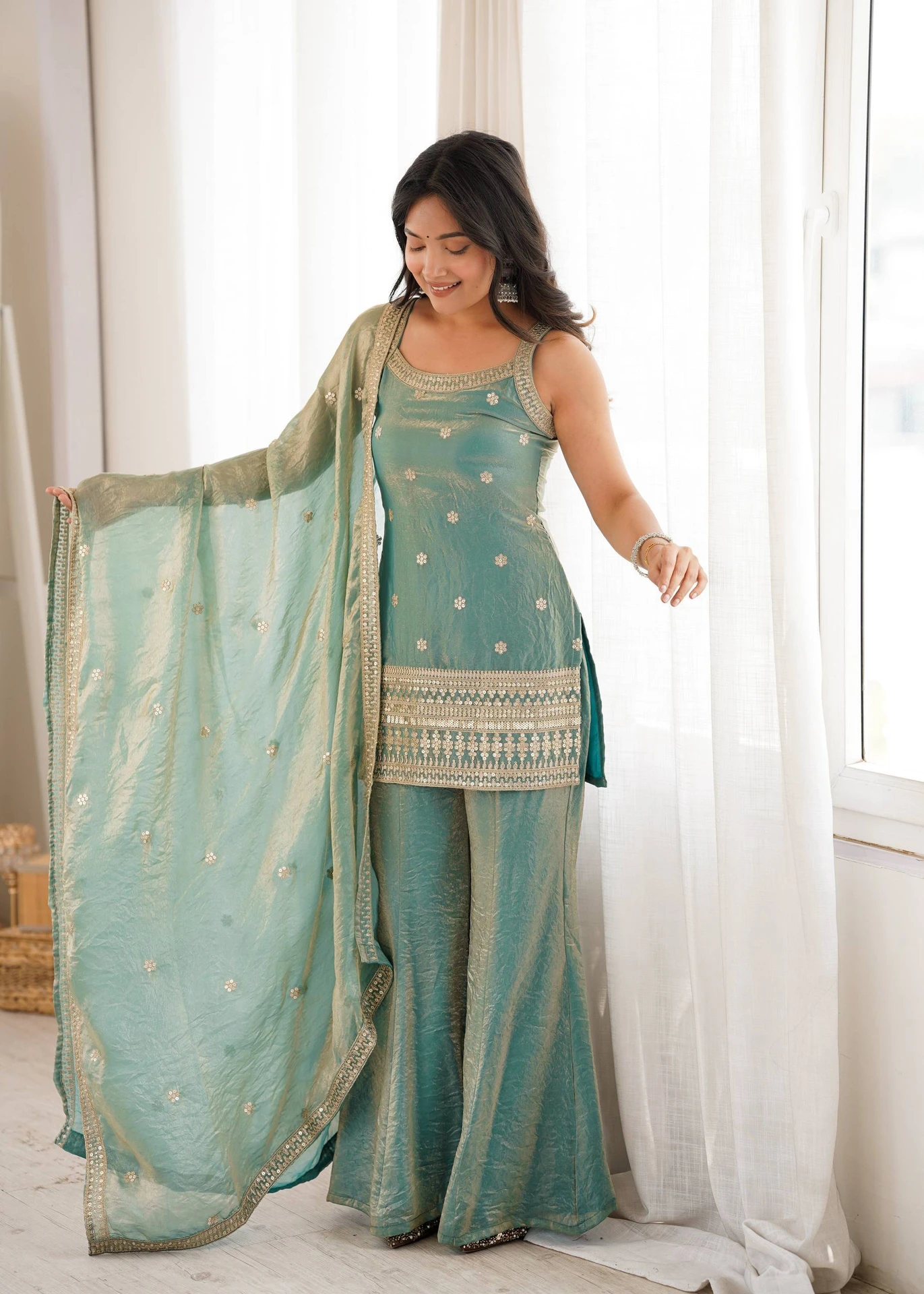 KB 302 Sea Green Fendy Silk Salwar Suit with Mirror Work & Embroidery Work. Best Price ₹2049. Delivery 4-6 Working Days. Shop now. | Jump Suits, Salwar suit, Casual Suits, Creative suits, Designer Suits, Palazzo Suits, Party Wear Suits, Patiala Suits, Straight Suits