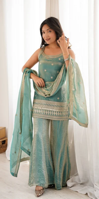 KB 302 Sea Green Fendy Silk Salwar Suit with Mirror Work & Embroidery Work. Best Price ₹2049. Delivery 4-6 Working Days. Shop now. | Jump Suits, Salwar suit, Casual Suits, Creative suits, Designer Suits, Palazzo Suits, Party Wear Suits, Patiala Suits, Straight Suits