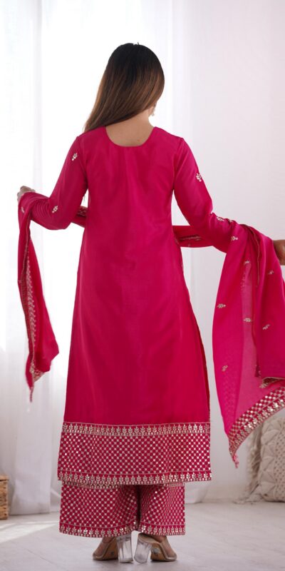 Pink Chinon Silk Embroidery Jari Work Salwar Suit | Jump Suits, Salwar suit, Casual Suits, Creative suits, Designer Suits, Palazzo Suits, Party Wear Suits, Patiala Suits, Straight Suits